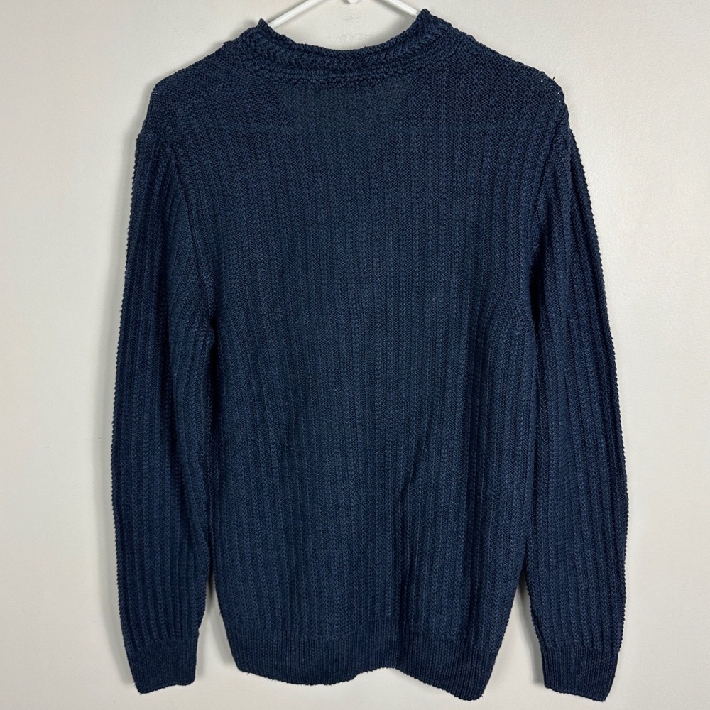 Inis Meain 90% Linen 10% Silk Blue Chevron Cable Knit Sweater Men Size Small NEW - Picture 3 of 16
